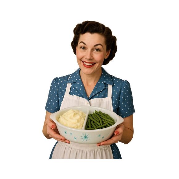 Glasbake Other - VTG Glasbake Atomic Starburst divided casserole dish with Atomic Starbust